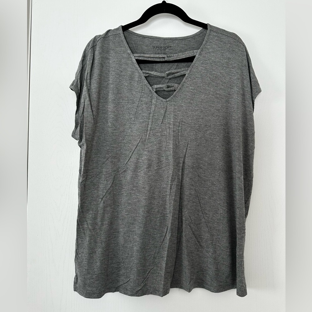 Torrid Gray Slub Jersey Short Sleeve Tee Size Large